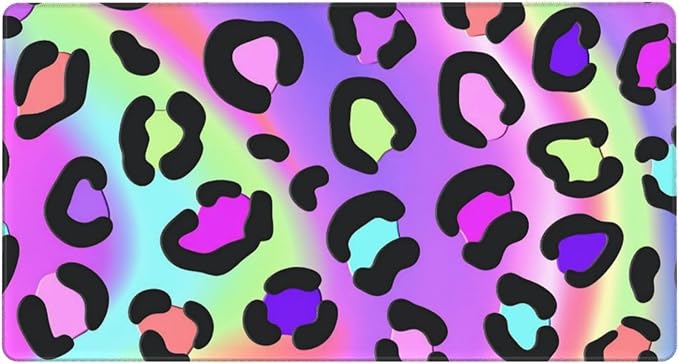 Vibrant Rainbow Leopard Print Desk Cover MatExtended Large Mouse PadComputer Laptop Mat Desk Decor for Office Game Home 30x16 Inch