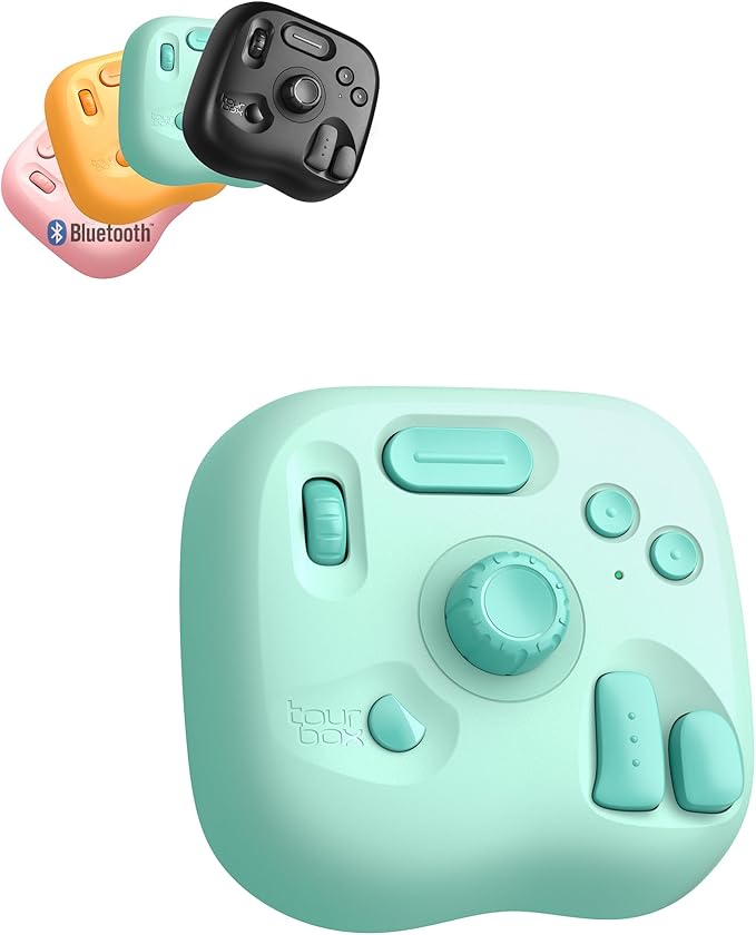 TourBox Lite Bluetooth Oasis Series - Compact Editing Keyboard Macro Controller with Custom Software for Digital Artist Photographer Editor and Content Creator Color Your Efficiency (Aqua Green)