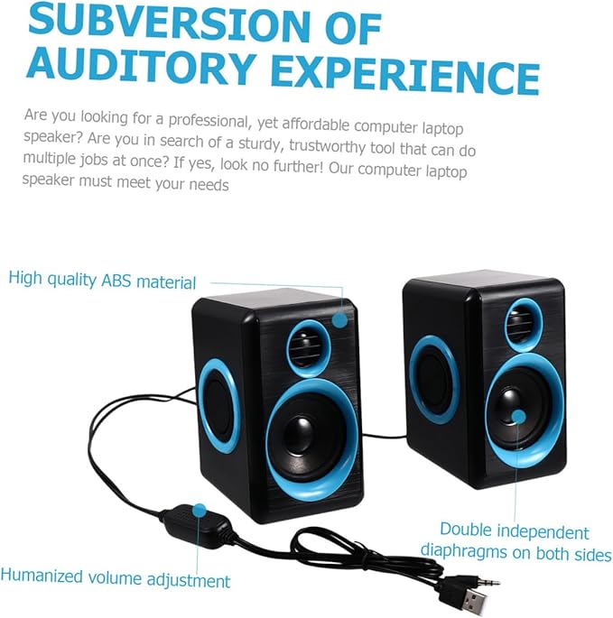 Mini USB 2.0 Surround Laptop and Desktop Computer Speakers with Dc 5v Power Compact Mini Speaker for Notebook and Home Office Audio