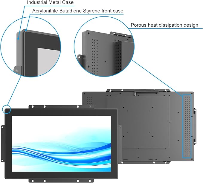 GreenTouch 15.6 inch Android 11.0 Touchscreen PC Monitor 16:9 FHD 1080P WiFi and Built-in Speakers RK3566 4GB RAM &amp 32GB ROM for Industrial and Business Applications
