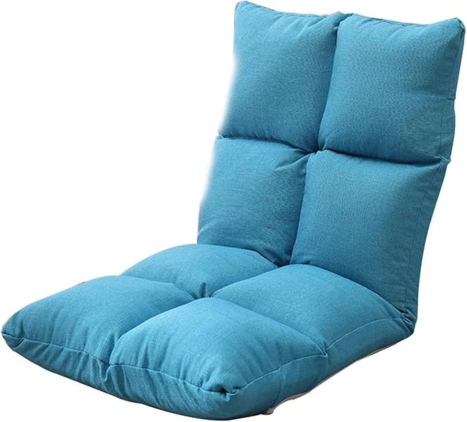 ELEFOCUS Folding Sofa Chair Folding Floor Chair 5 Gears Adjustable Leisure Meditation Chair with Backrest for Living Room(Dark Blue)