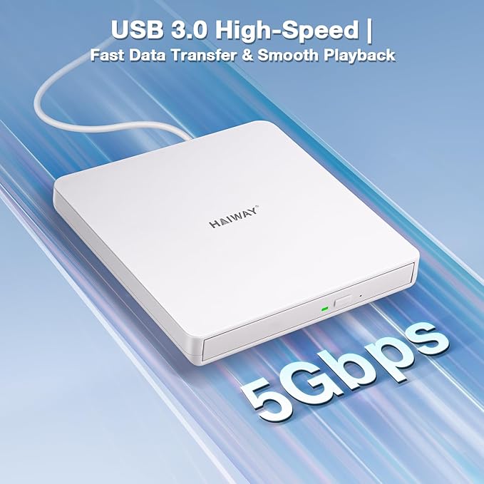 External CD DVD Drive USB 3.0 Type-C Burner Writer +/-RW Optical Drive Slim CD ROM Reader for Laptop Desktop PC Compatible with Windows 11/10/8/7 Mac OS Linux (USB 3.0 &amp Type-C Slim)
