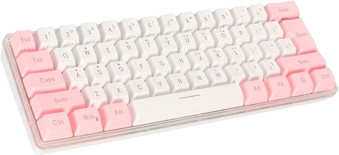 ZJchao Mini Keyboard 61 Keys Gaming Keyboard 60 Percent Wired RGB Mechanical Compact for Typist (Pink White)
