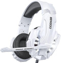 BENGOO Pro Gaming Headset for PS4 PS5 PC Xbox One Controller Noise Cancelling Over Ear Headphones with Mic LED Light Bass Surround Soft Memory Earmuffs for Laptop Mac - White