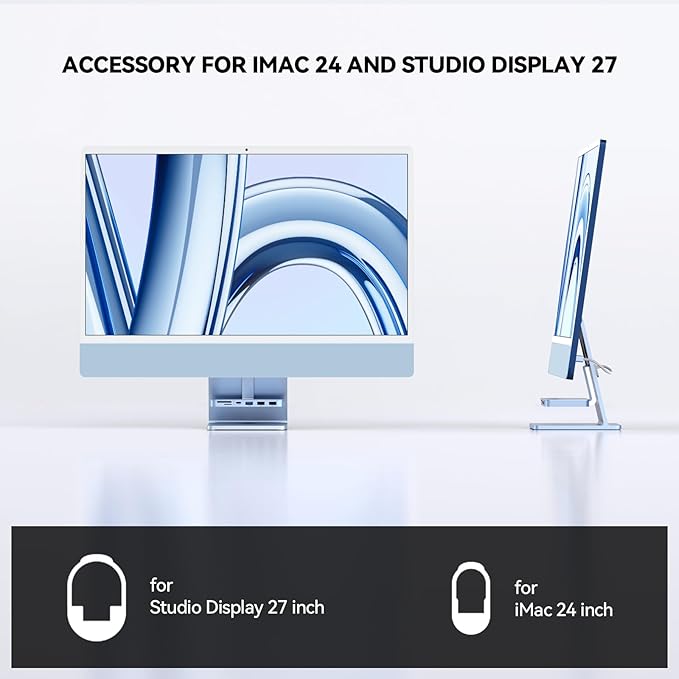 Minisopuru iMac Accessories for i Mac M1/M3/M4 USB C Hub for iMac 2021/2023/2024 with USB A/C 10Gbps SD/TF USB C Adapter Compatible with i-Mac 24 inch and Studio Display 27 Inches Blue.