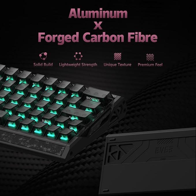 IQUNIX EV63 Hall Effect Magnetic Gaming Keyboard 60% | 0.01mm Rapid Trigger Adjustable Actuation 0.125ms Latency Hot-Swap SOCD RGB Aluminum with Forged Carbon (Dark Knight)