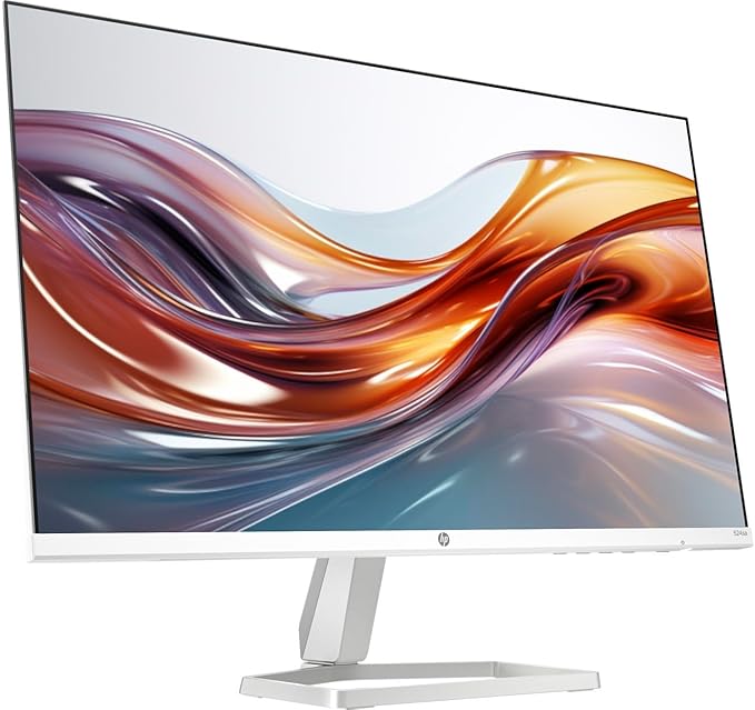 HP Series 5 524sa Thin &amp Light Monitor with Speakers 94C36AA#ABA (Replaces M24fwa) 24 IPS FHD Anti-Glare 300 Nits Display Flicker-Free 1xHDMI White/Silver (2026 Model) w/DKZ Hub USB Port Expan