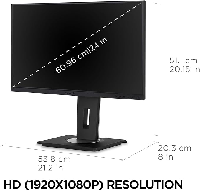 ViewSonic VG245 24 Inch IPS 1080p Monitor Designed for Surface with Advanced Ergonomics 60W USB C HDMI and DisplayPort