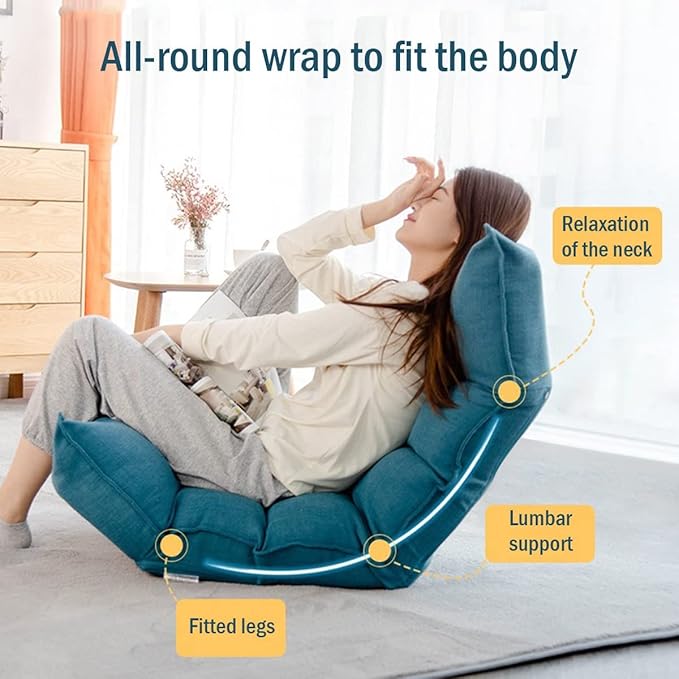 YCKEGEW Bedroom Recliner Chair Floor Padded Seating High Back Reading Gaming Lounge Chair Reading Gaming Chair for Adult and KidsBed Chair Yoga Chair (Color : Orange)