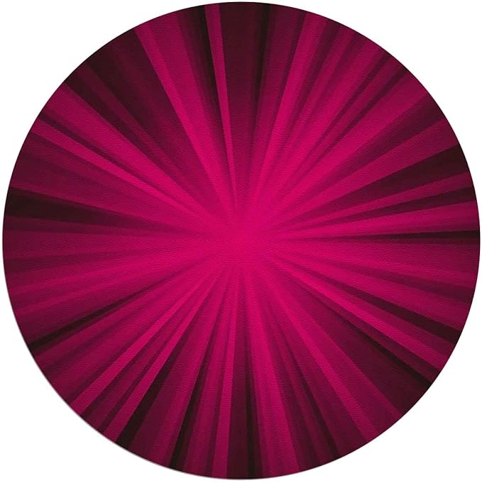 Pink Fuchsia Purple PU Leather Round Area Rug Swivel Chair Mats for Hardwood Floor Abstract Burst Design Floor Protector Office Chair Mat Gaming Chair Mat Hot Pink Diameter 55 in