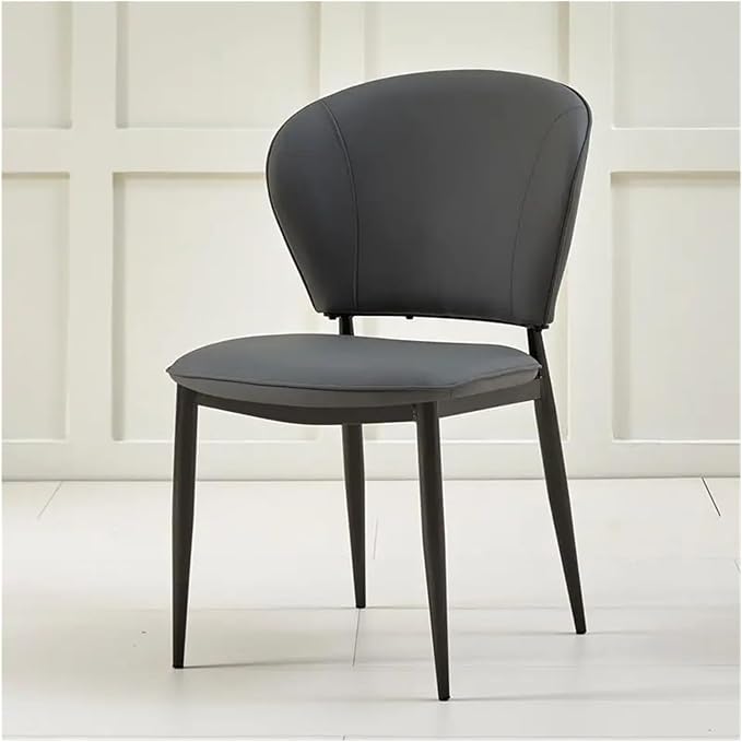 Adjustable Office Computer Chair with Armrest 1pcs Modern Simple Leisure High Backrest Leather Dining Chair Home Furniture(Dark Grey)