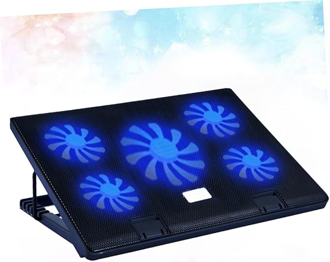 DOITOOL 1pc Dc5v Laptop Cooling Pad Notebook Stand 5 Fans Easy Install Strong Heat Dissipation Energy Saving Design