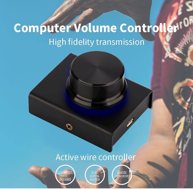USB Volume Control Multimedia Controller Knob PC Volume Control Knob Speaker Audio Multimedia Volume Remote Control Adjuster with One Key Mute Function Support Win7/8/10/XP/Mac/Vista/Android/iOS