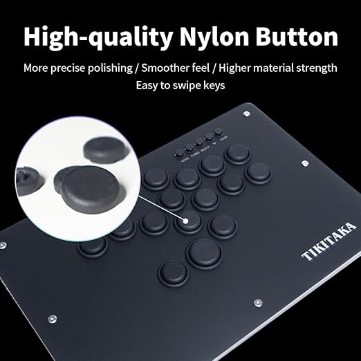 TIKITAKA Arcade Stick Deluxe16B All-Button Gamerfinger with Premium nylon keycaps &amp matte finish panel &amp Turbo FunctionsArcade Controller Street Fight for PC/Ps3/Ps4/Switch/Steam