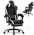 GTPLAYER Gaming Chair Ergonomic Game Computer Chairs with Foot Rest for Adults Adjustable PC Game Chair with Reclining Function and Comfortable Headrest for Home and Office Use (White)
