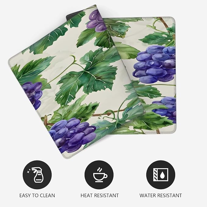 Fruit Purple Grape Leaf Large Mouse Pad Gaming Mousepad Desk Mat for Desktop Computer Keyboard Waterproof Mouse Mat Desk Pad with Non-Slip Base for Game School Office Home 35.4 x 15.7