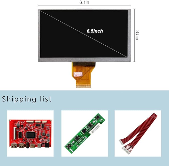 6.5 inch 800X480 AT065TN14 TTL LCD Screen 50 pins and Type C 2USB Controller Board