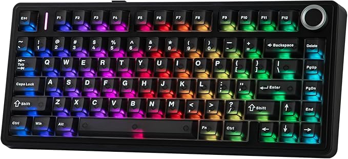 EPOMAKER x Aula F75 Ultra Wireless Gaming Keyboard with Knob 10000mAh Hot Swap RGB PBT Keycap Creamy Sound VIA 75% Mechanical Keyboard for Win/Mac (Black Reaper)