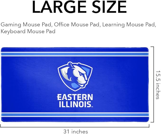 Eastern Illinois University EIU Panthers Primary Logo Stripes Large Gaming Mouse Pad Desk Mat with Stitched Edges Non-Slip Base for Gamer Home and Office 31.5 x 15.7