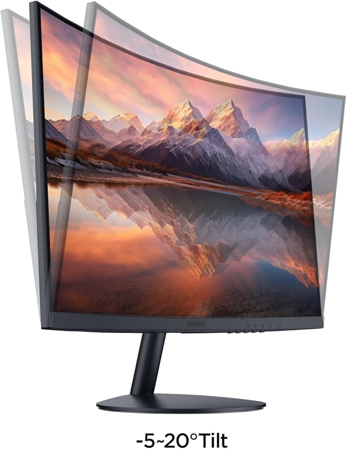 KOORUI 24 inch Curved Monitor Full HD 1080P Curved Computer Monitor 1500R Screen HDMI VGA Tilt Adjustment LCD Display Eye Care Black 24N5CA