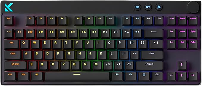 MCHOSE Mix 87 Magnetic Switch Rapid Trigger Gaming KeyboardHall Effect Hyper-Fast Adjustable Actuation Wired TKL Keyboard with Smart RT Mode Knob RGB Translucent Keycaps for PC Gamer (Black)