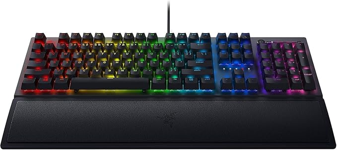 Razer BlackWidow V3 Mechanical Gaming Keyboard: Green Mechanical Switches - Tactile &amp Clicky - Chroma RGB Lighting - Compact Form Factor - Programmable Macro Functionality - USB Passthrough (Renew