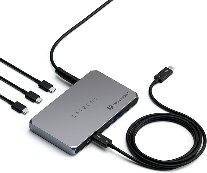 Satechi Thunderbolt 4 Slim Hub 5-in-1 USB C 60W Charging Single 8K or Dual 4K Display 4 Thunderbolt 4 Ports USB 3.2 Gen2 Compatible with USB4/Thunderbolt 4 Macs and Windows
