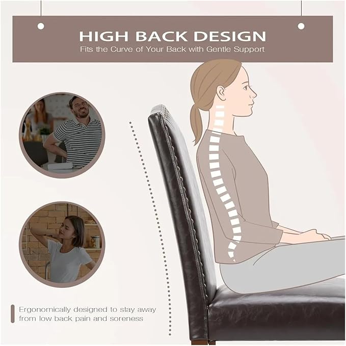 Adjustable Office Computer Chair with Armrest 1pcs Dark Brown Upholstered Leather Dinings Chair for Living Room Kitchen