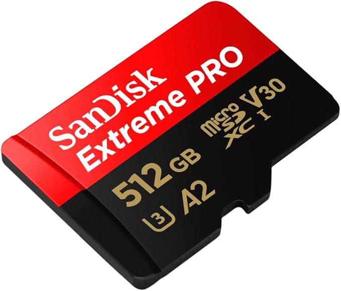 SanDisk Extreme PRO microSDXC UHS-I Memory Card 512 GB + Adapter &amp RescuePRO Deluxe (for Smartphones Action Cameras or Drones A2 Class 10 V30 U3 200 MB/s Transfer)