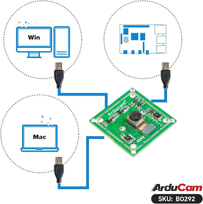 Arducam 4K 8MP IMX219 Autofocus USB Camera Module with Microphone 1080P Mini UVC USB2.0 Webcam