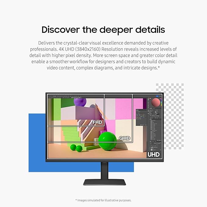 SAMSUNG 27 ViewFinity S8 (S80D) Series 4K UHD High Resolution Computer Monitor HDR10 Multiple Ports w/ HDMI DisplayPort USB-A Height Adjustable Stand LS27D806EANXGO 2024 3Yr Warranty