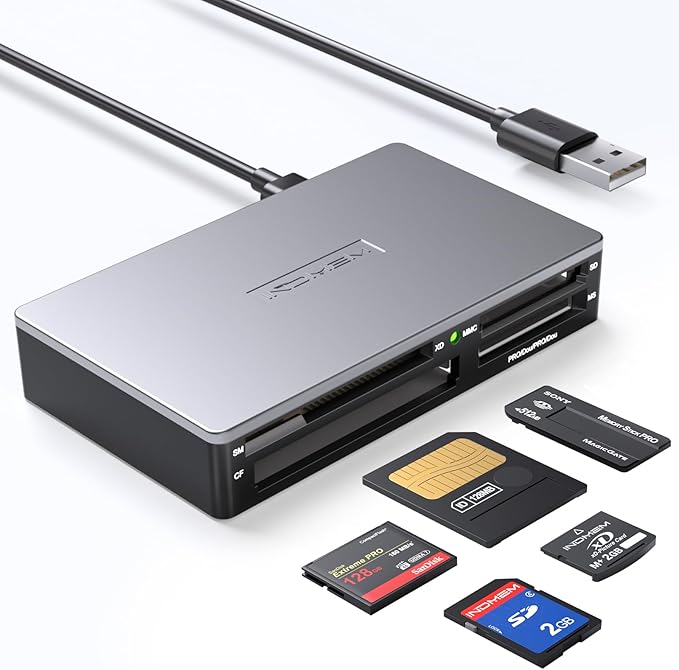SmartMedia Card Reader Writer All-in-1 USB Universal Multi Card Adapter Slim Hub Read Smart Media xD SD SDHC SDXC UHS-I MMC MS Pro Duo CF MD Camera Flash Memory Cards For Windows Mac Linux