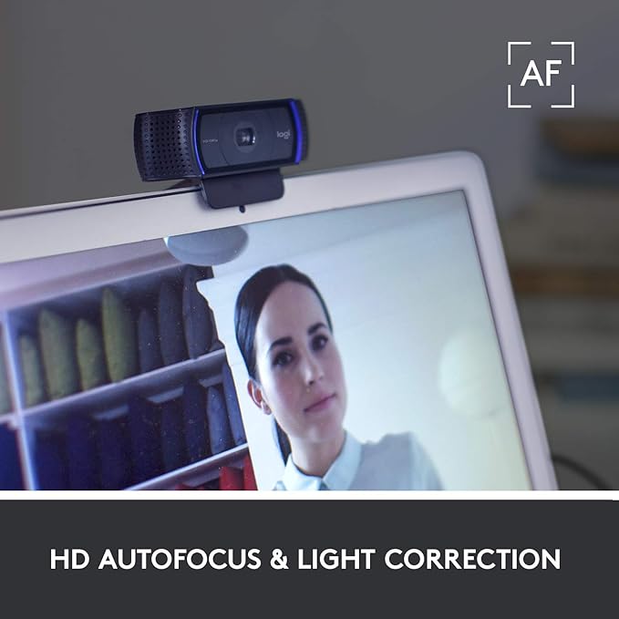 Logitech HD Pro Webcam C920 Widescreen Video Calling and Recording 1080p Camera Desktop or Laptop Webcam
