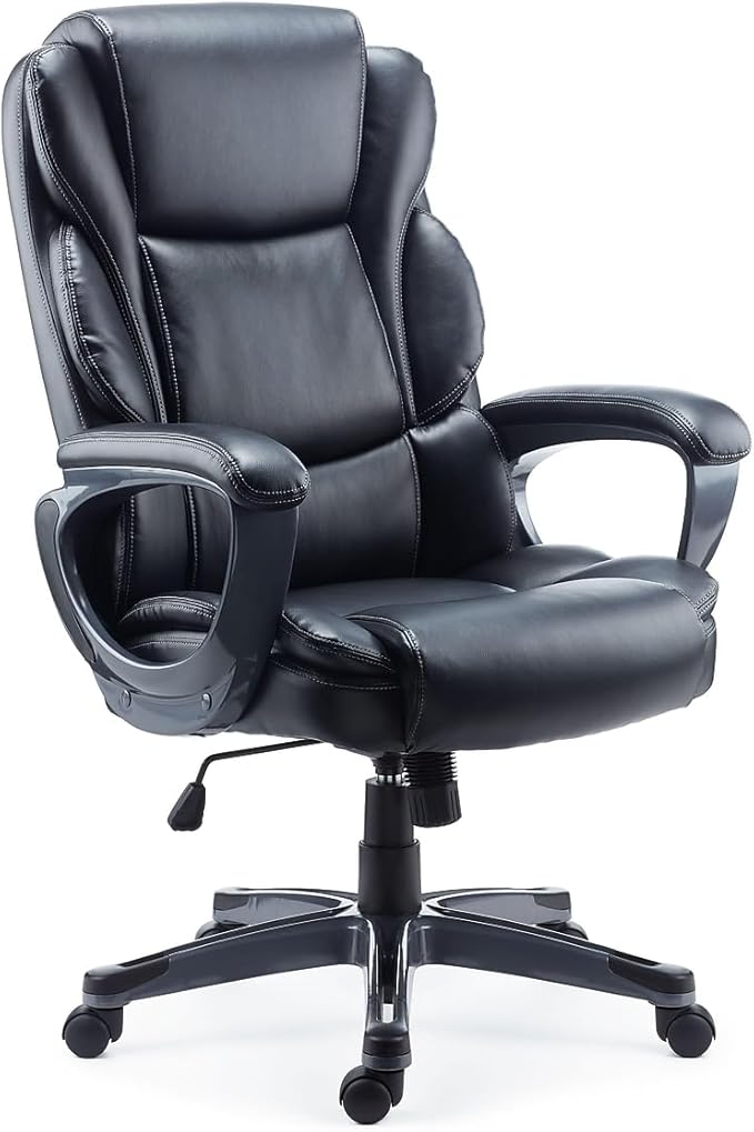 Staples Mcallum Ergonomic Manager &amp Executive Office Chair Task Desk Swivel Chair with Wheels Adjustable Height Bonded Leather Black