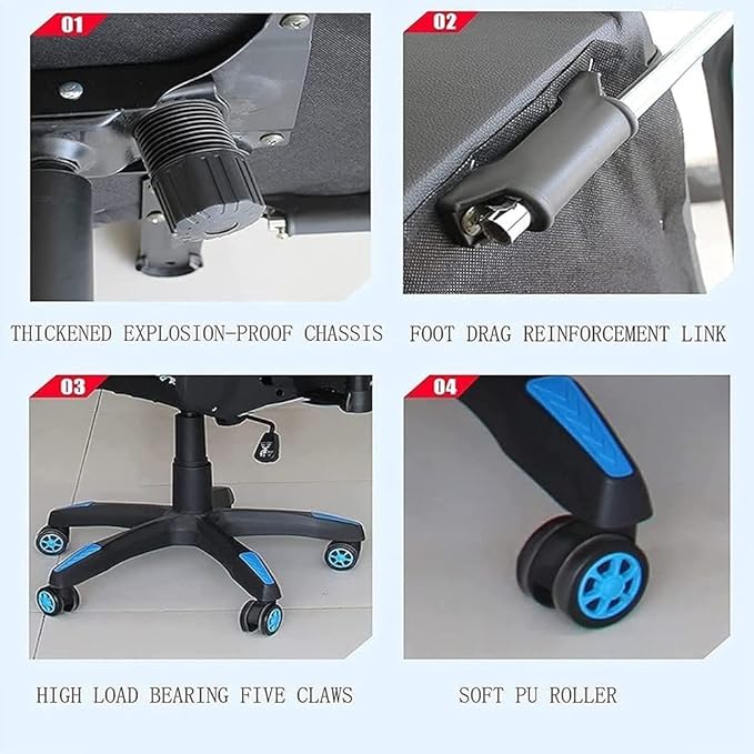 HOTRA Ergonomic Gaming Chair with Footrest Office Chair with Headrest Lumbar Support High Back Video Game Chair Adjustable Swivel PC Chair (Color : Blue)