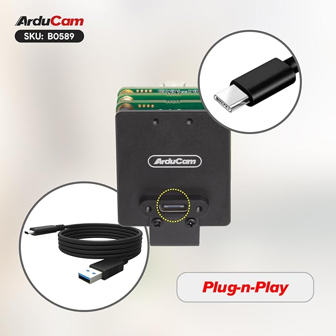 Arducam USB3.0 Camera Module 60FPS@1080P High Speed USB Camera 4K HDR Wide Angle Webcam with 145°D M12 Lens for Windows Linux