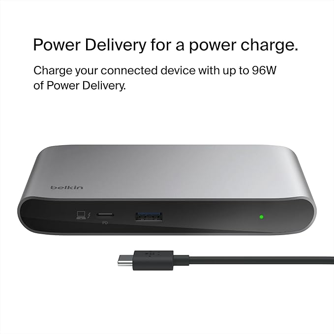Belkin Connect Thunderbolt 4 Docking Station 5-in-1 USB-C Multiport Core Hub w/ 96W Power Delivery for Mac Windows Single 8K or Dual 4K Display Thunderbolt 4 Cable &amp Power Supply Included
