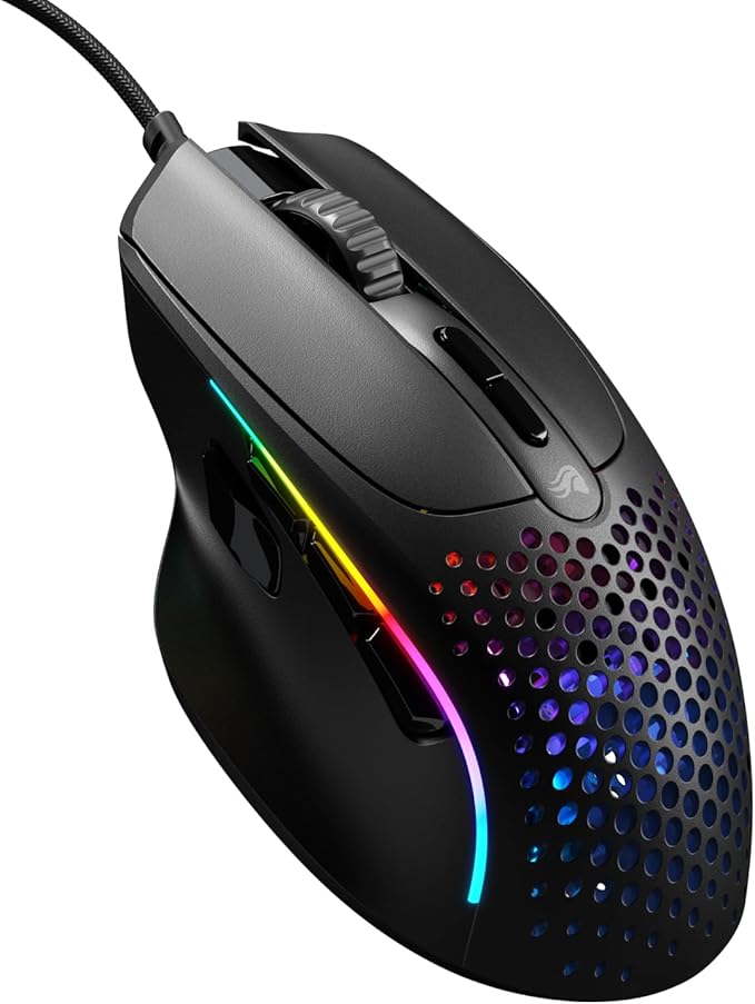 GLORIOUS Gaming Model I 2 Wired Gaming Mouse: 9 Programmable Buttons (2 Swappable) 66g Superlight 26k Optical Sensor 80M Click Rated Switches MMO/MOBA/FPS Side Thumb Rest (Black)