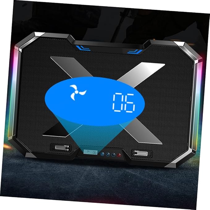 Mikikit Cooling Base USB Fans Laptop Stands PC Fan Laptop Ventilated Support LED Cooling Pad PC Cooler Quiet Laptop Cooler Laptop Fan Cooler Laptop Air Cooler LED Alloy Black Q8 USB