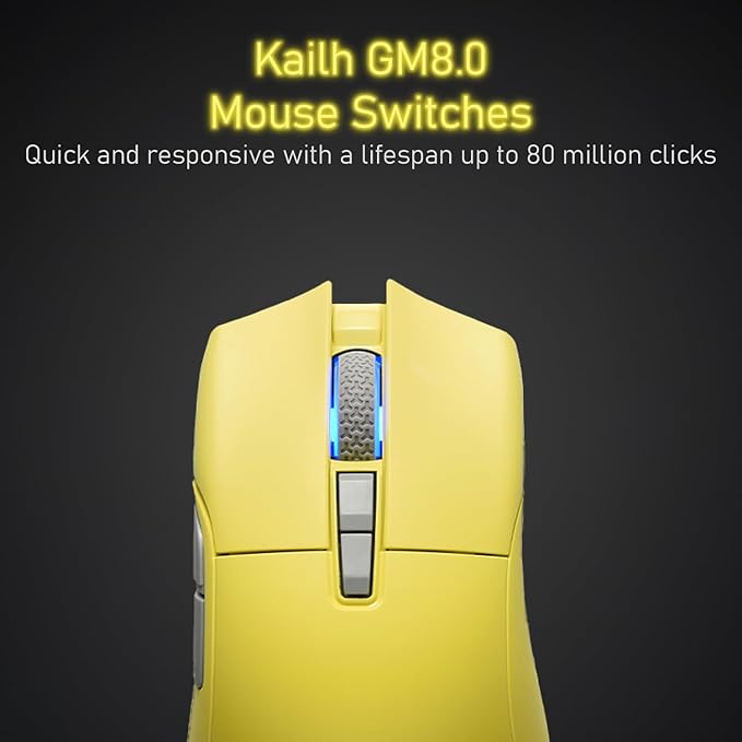 iRocks M31R Wireless Gaming Mouse Triple Mode 2.4G/ Bluetooth/USB-C Detachable Cable Gaming Mouse Kailh GM8.0 Switches Advanced PixArt PAW3395 Optical Sensor Up to 26000 DPI - Lemon Yellow
