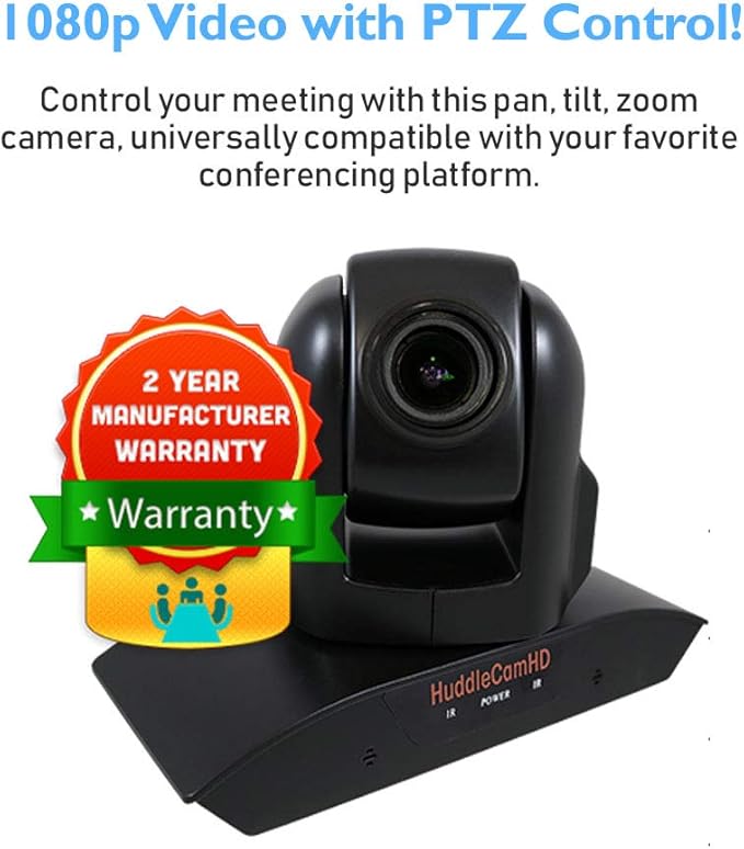 HuddleCamHD USB Conference Cameras with PTZ Control - Webcams for Zoom Video Conferencing (3X w/Audio White)