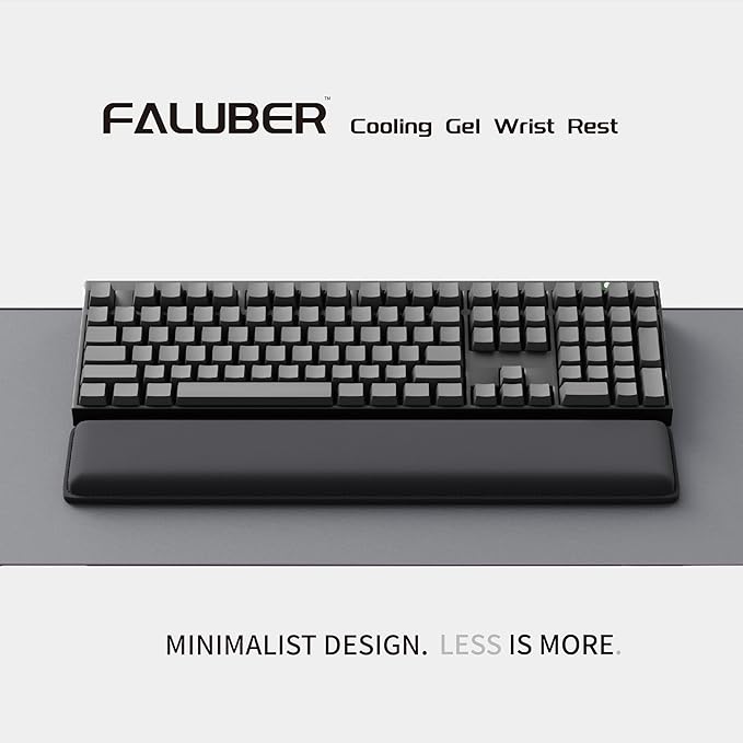 Faluber Cooling Gel Wrist Rest 17.3-inch Length for Full-Sized Keyboard Memory Foam Palm Rest with Non-Slip Footpad Ergonomic Design Stain Resistant PC Accessory Gaming Gear (Large-Full Size)