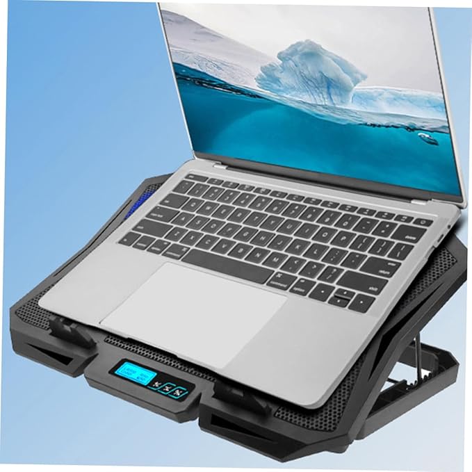 Laptop Cooling Pad with 6 Fans 15.6-inch PC Cooler Stand with Adjustable Speed and Blue LED Light Quiet Air Cooler Base for Gaming and Office Laptops