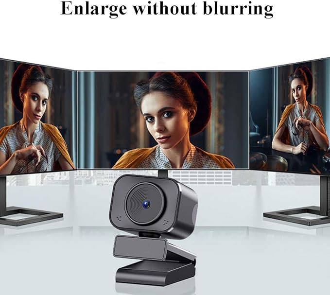 GIZNXBA Webcam with Auto Light Correction Noise-Canceling Microphone Autofocus Seamless Plug-and-Play Setup Wide-Angle Lens for Streaming Video Calls Gaming Works(2K)