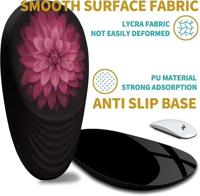 Hokafenle Ergonomic Mouse Pad Wrist Support with Stepped-Wedge Design Wrist Rest Pain Relief Mousepad Filled with Memory Foam Carpal Tunnel Mousepad for Wireless Mouse(12x8 inch Pink Flower)