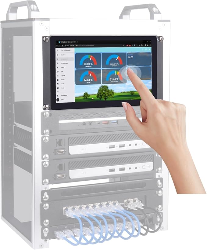 GeeekPi 9 inch 1280x720 LCD Touch Screen 3U Rack Mount Monitor for DeskPi RackMate T0/T1/T2/T0 Plus/T1 Plus/TL1 Server Cabinet and 10 inch Mini Server Rack