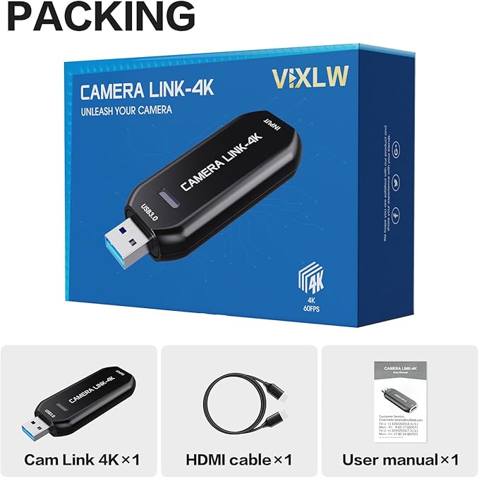 Cam Link 4K – External Capture Card for DSLR Camcorder ActionCam as Webcam HDMI to USB 3.0 Meet/Stream/Record in 4K60/1080p120 Easy Connect for OBS/Zoom Windows/Mac