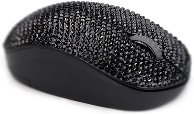 SA@ Luxury 6 Colors Bling Crystal Rhinestone 2.4G Wireless Mouse for Laptop Notebook PC Computer MacBook Gifts for The Office (Black)