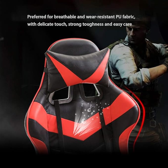 UISLA Office Video Game s Ergonomics Lift Seat with footrest High Back Gaming Multifunction with Headrest and Lumbar Support for Video Game Swivel Dign