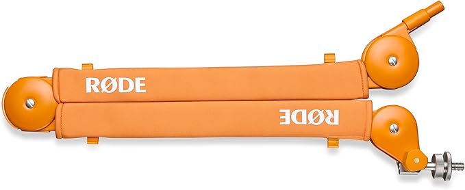 Rode PodMic Dynamic Broadcast Microphone (White) with PSA1+ Microphone Boom Arm WS14 Pop Filter and Premium XLR Cable (Orange)